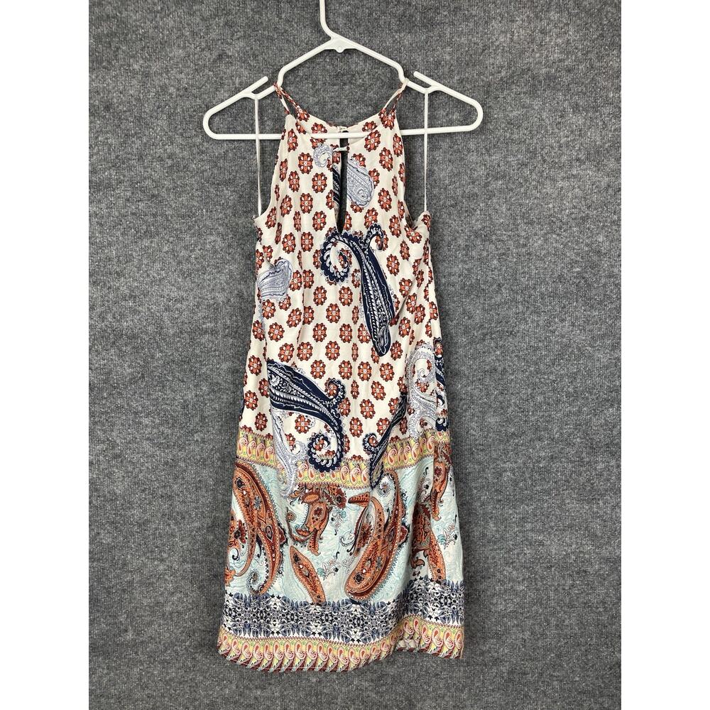 Renee C. Sun Dress Women's S/M Sleeveless Haulter Multi color Paisley Print Mini - Picture 1 of 10